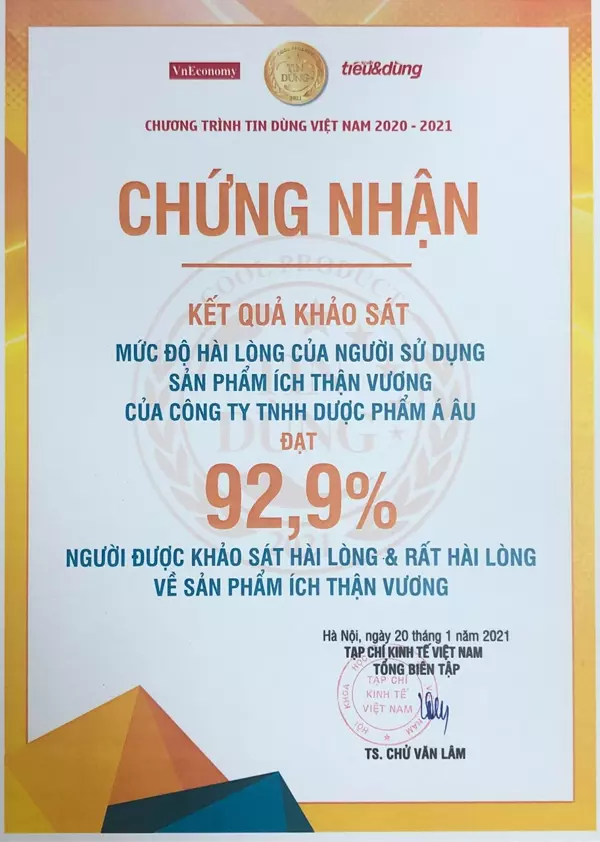 Chứng nhận của Tạp chí Kinh tế Việt Nam